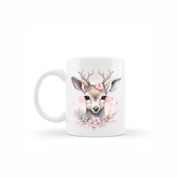 Κεραμική κούπα Christmas pink deer με αφιέρωση