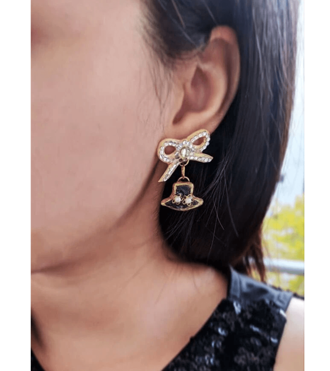 Χειροποίητα Σκουλαρίκια -earring hat- από πολυμερή πηλό, υγρό γυαλί, ζιργκόν και πέρλες