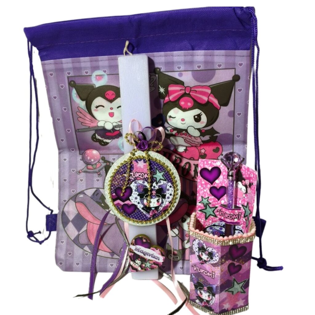Πασχαλινή λαμπάδα σετ Kuromi με όνομα