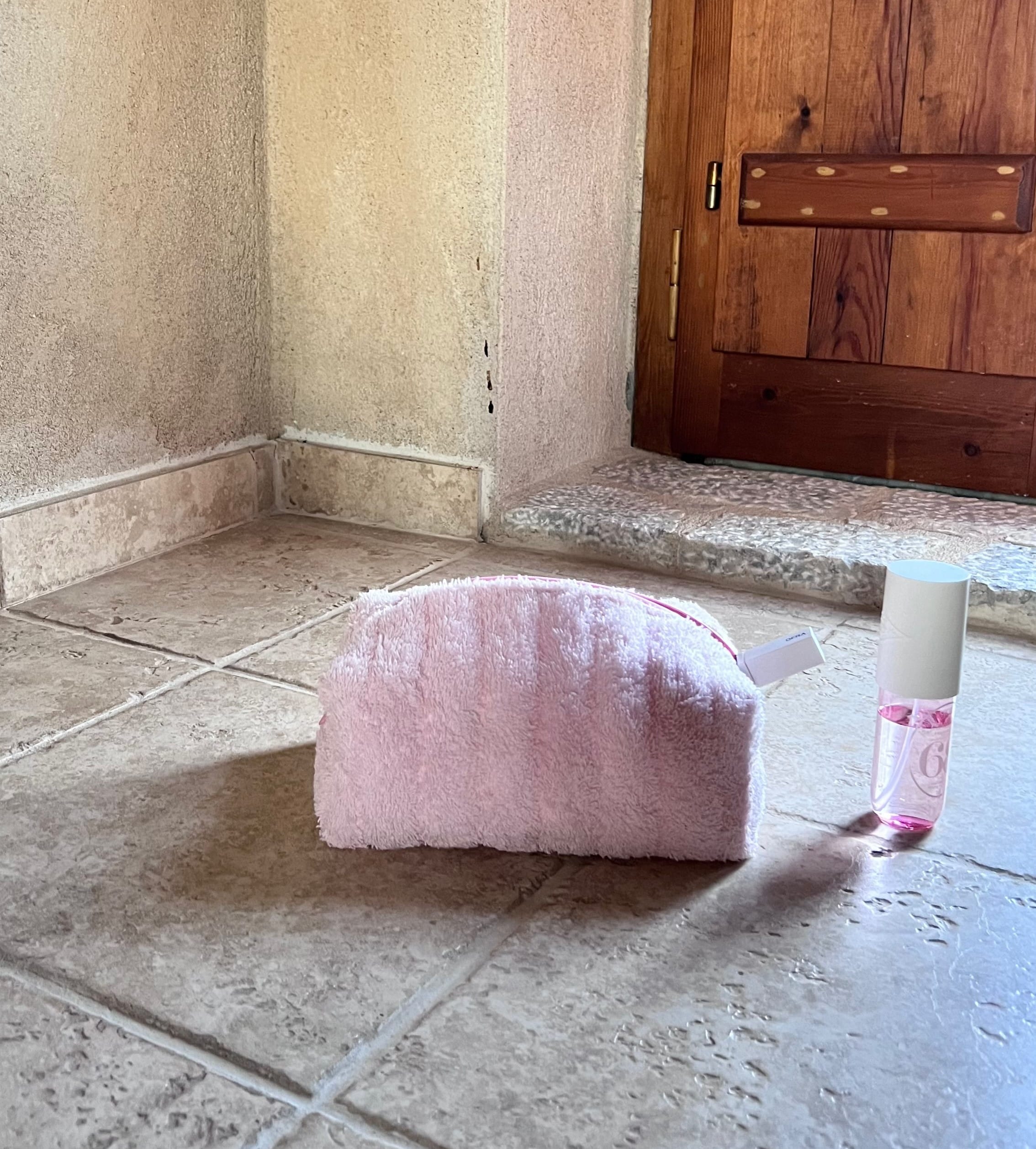 Pink terry beauty bag