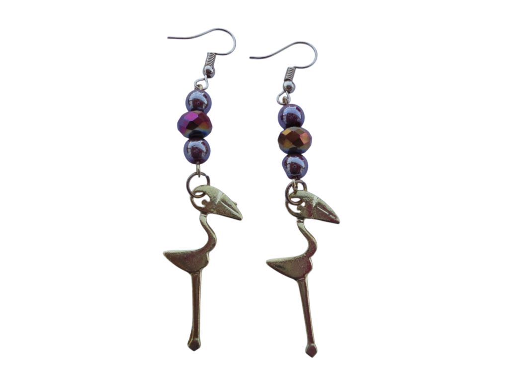 Χειροποίητα σκουλαρίκια φλαμίνγκο με χάντρες