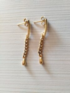 Χειροποίητα ατσάλινα, χρυσά σκουλαρίκια gold harmony