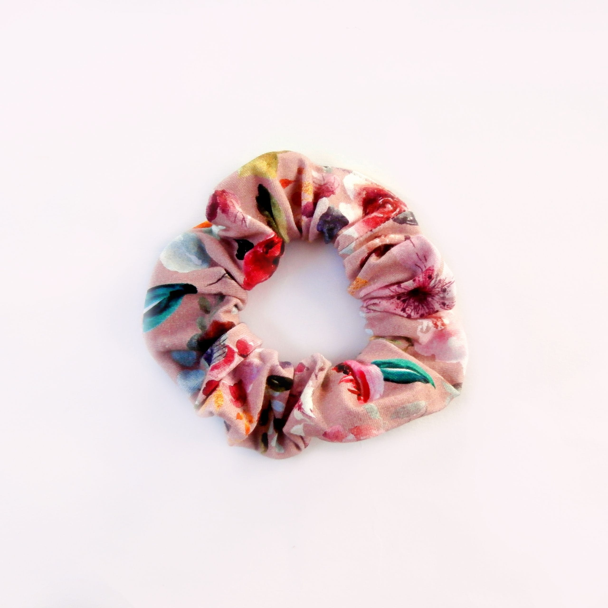 Λαστιχάκι για τα μαλλιά τύπου scrunchie σάπιο μήλο με λουλούδια