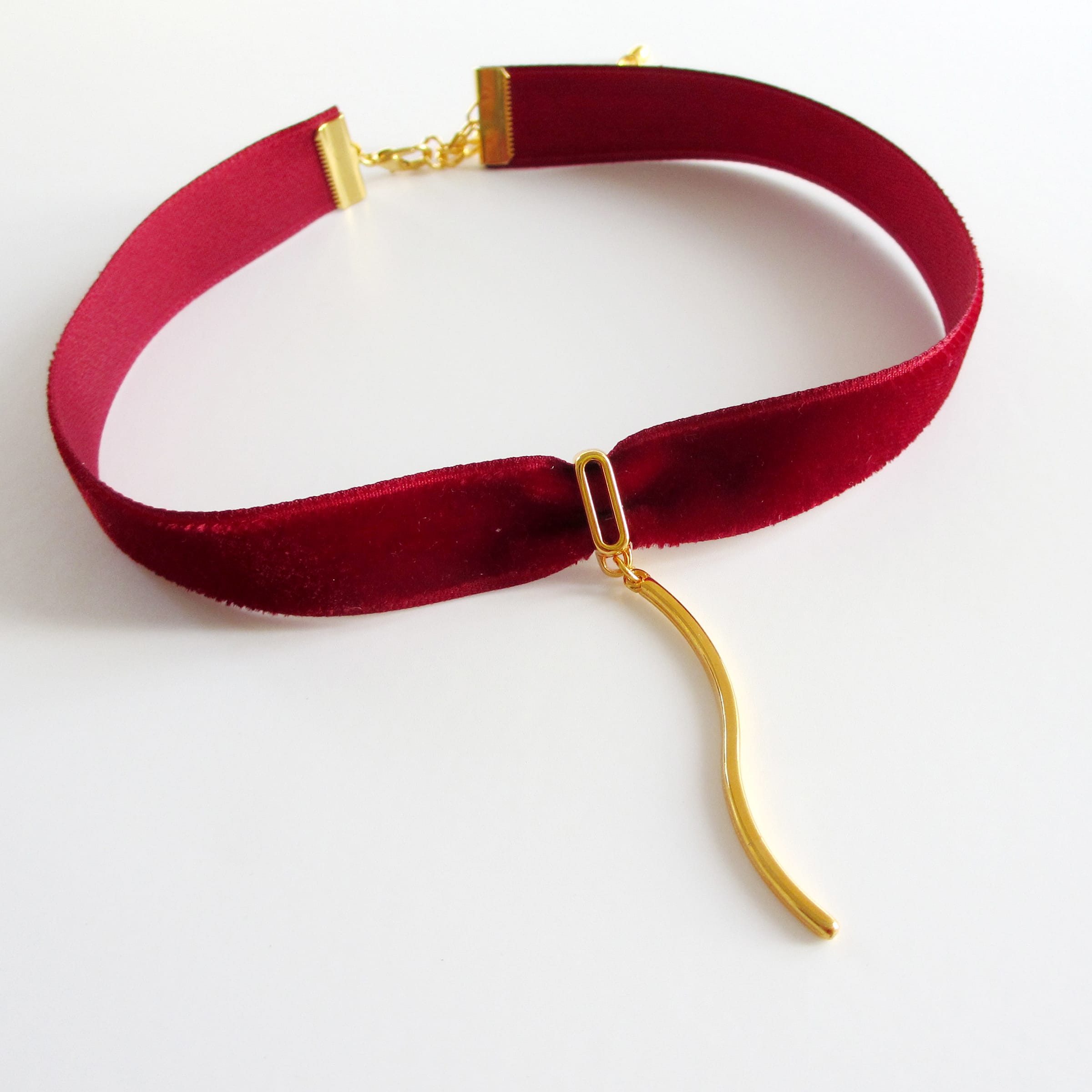 Velvet long flow choker - Βελούδινο τσόκερ μπορντό