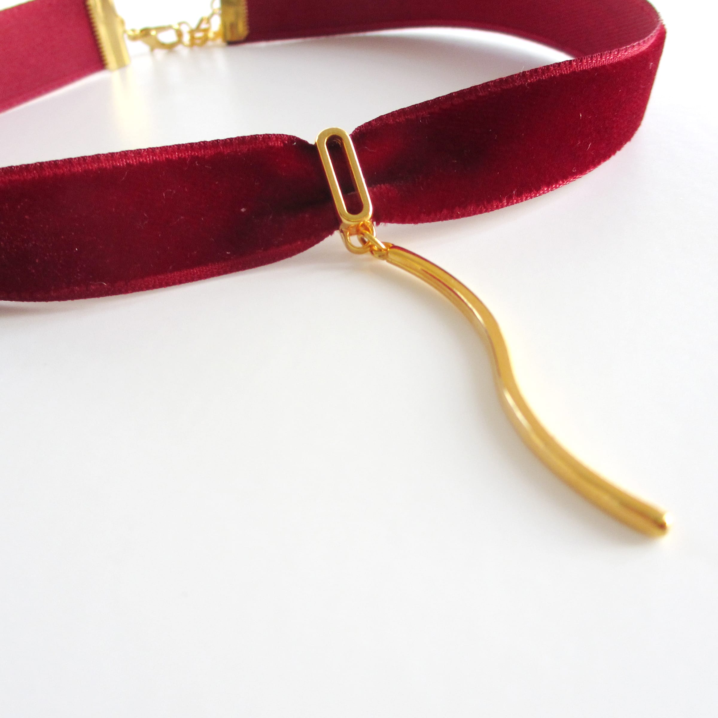 Velvet long flow choker – Βελούδινο τσόκερ μπορντό
