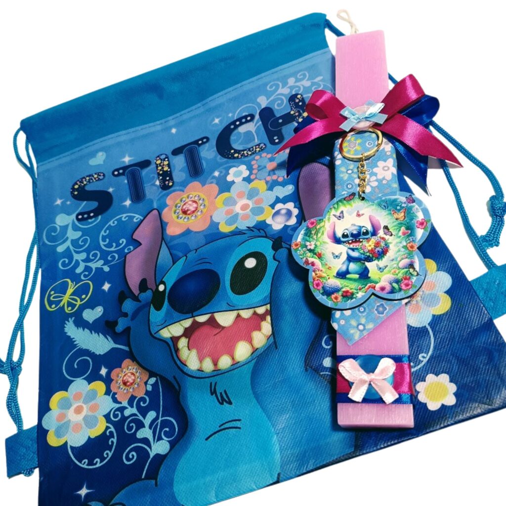 Πασχαλινή λαμπάδα Stitch με ασορτί σακίδιο πλάτης