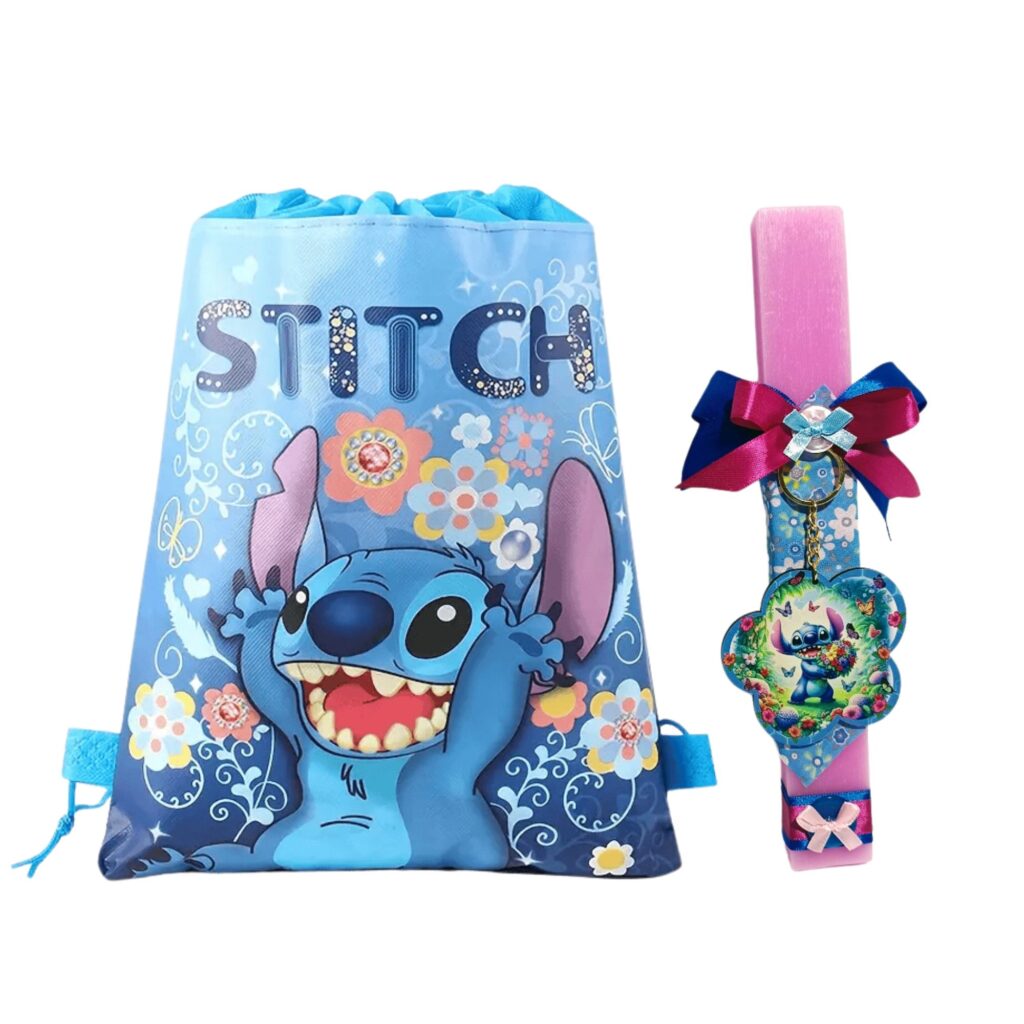 Πασχαλινή λαμπάδα Stitch με ασορτί σακίδιο πλάτης