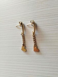 Χειροποίητα ατσάλινα, χρυσά σκουλαρίκια mini gold hearts