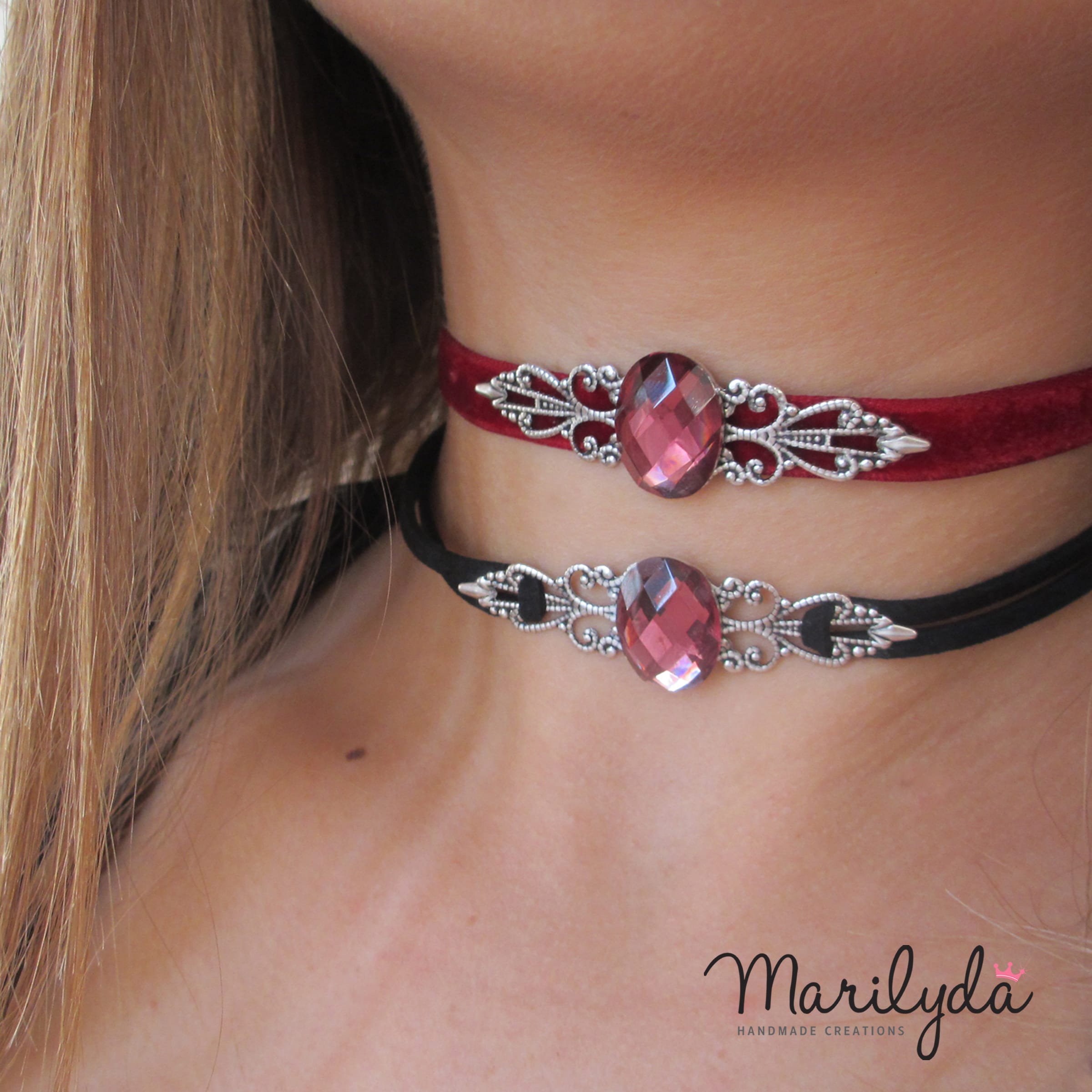 Vintage Choker - Βελούδινο τσόκερ μπορντό