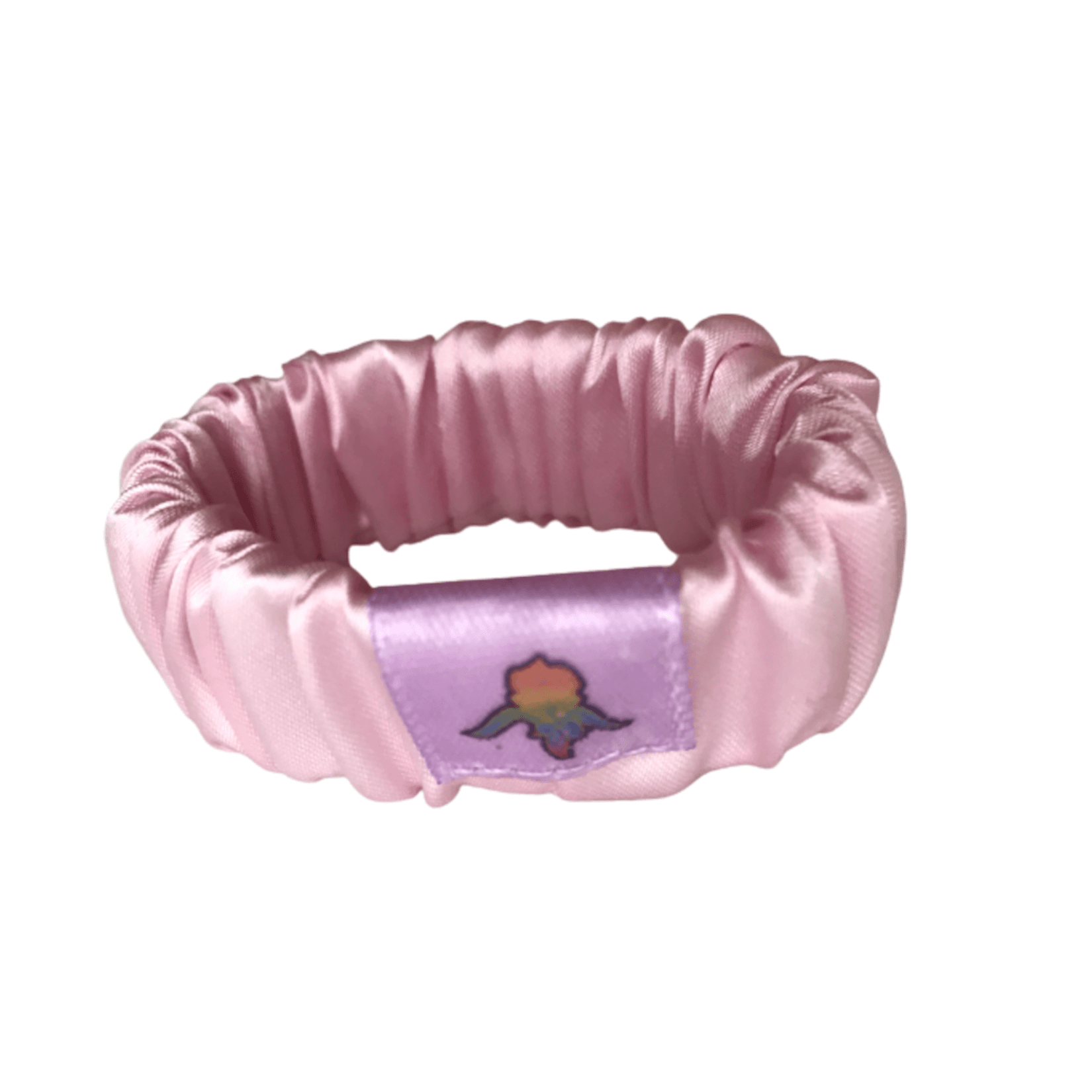 Λάστιχο μαλλιών σατέν φαρδύ, small, pink