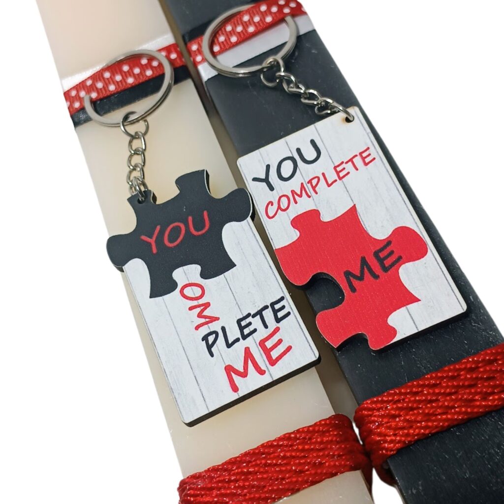 Πασχαλινές λαμπάδες για ζευγάρια "you complete me"