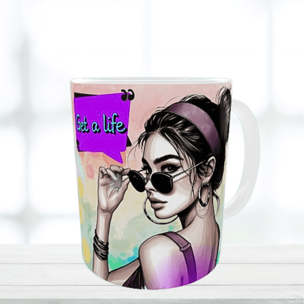 Κεραμική λευκή κούπα 325 ml – Pop art Quote “Get a life”