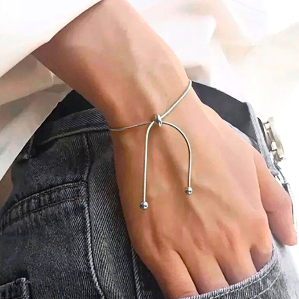 Σετ Κολιέ και Βραχιόλι Lariat Snake Chain Ανοξείδωτο Ατσάλι Καινούργιο Ασημί